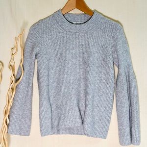 Madewell Gray Crew Neck Sweater with Cup Sleeves Size XXS